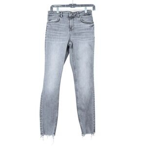 Zara Womens High Rise Skinny Jeans Grey Raw Hem Size 6 EUR 38 MEX 28